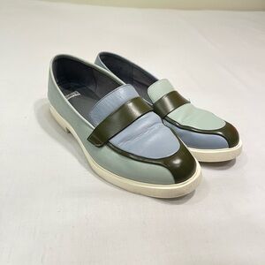 $260 mismatched Camper Twins loafers Color block Green Blue Women's Size 8.5 39